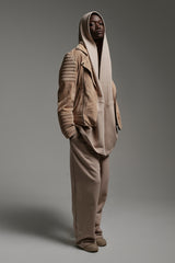JONNY COTA womens-outerwear DRAPED HOODIE IN TAN