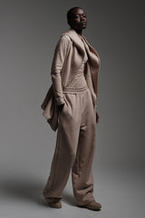 JONNY COTA womens-outerwear DRAPED HOODIE IN TAN