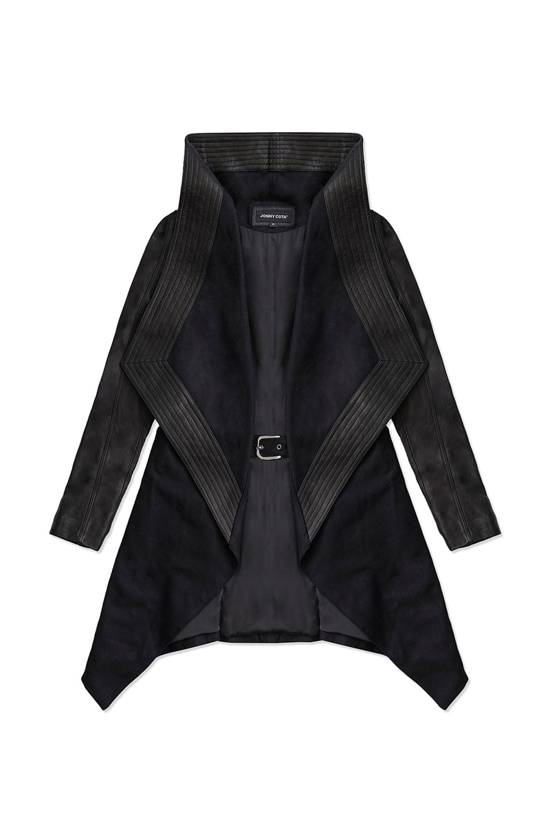HOODED WOOL COAT IN BLACK – JONNY COTA