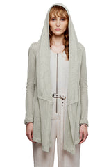 JONNY COTA womens-outerwear MESH DRAPED HOODIE IN BONE