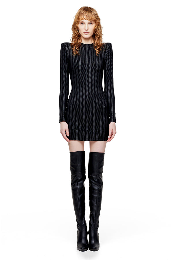 Chain print dress in black