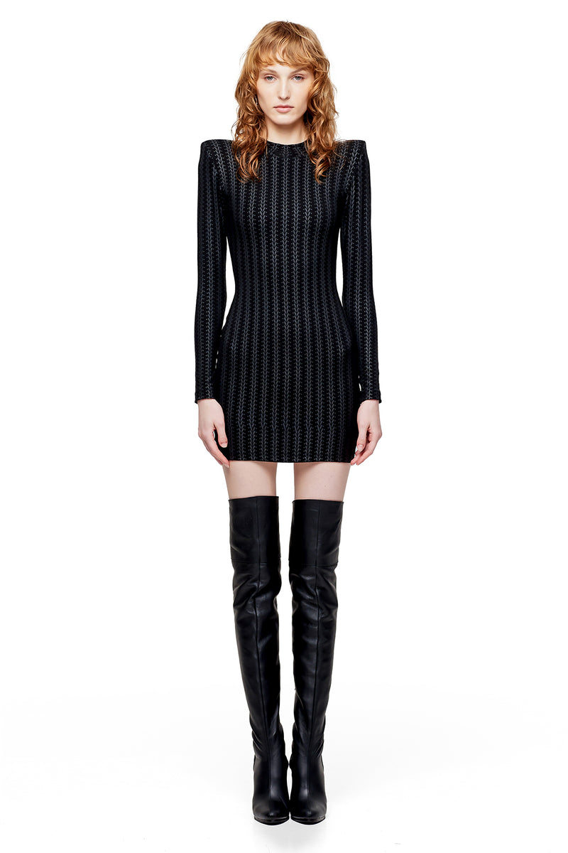 Chain print dress in black