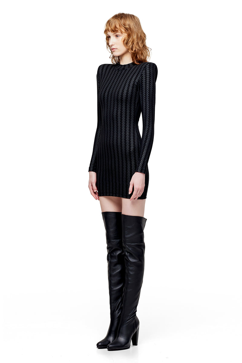 Chain print dress in black