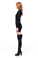 Chain print dress in black
