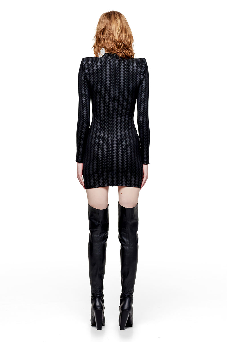 Chain print dress in black