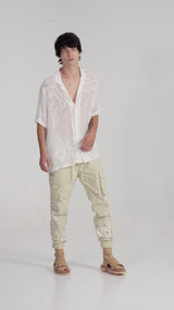 BANDANA CARGO PANTS IN BONE