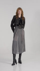PLEATED SHEER SKIRT WITH CHAINS PRINT IN BLACK