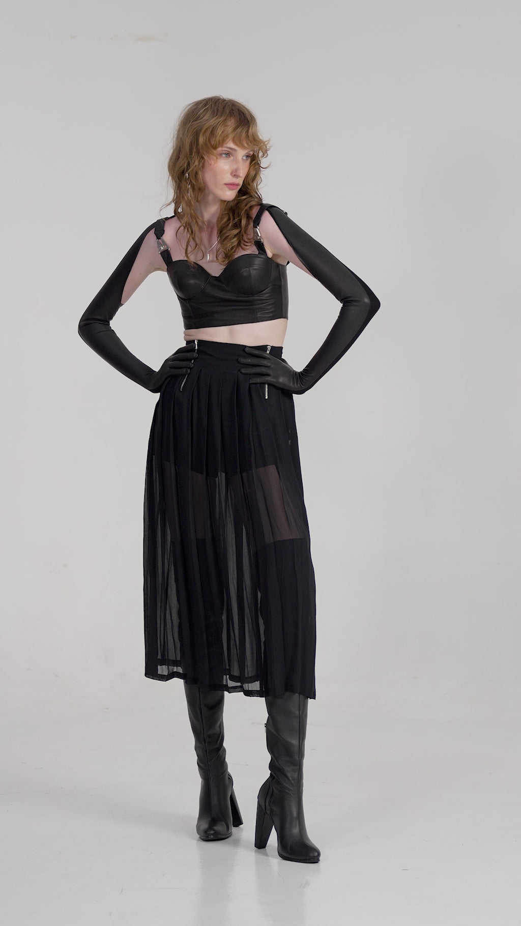 PLEATED SHEER SKIRT IN BLACK – JONNY COTA