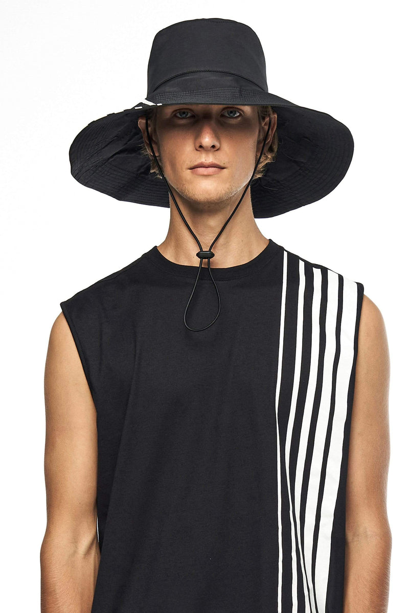 JONNY COTA accessories FISHERMAN HAT BLACK/WHITE STRIPES NYLON