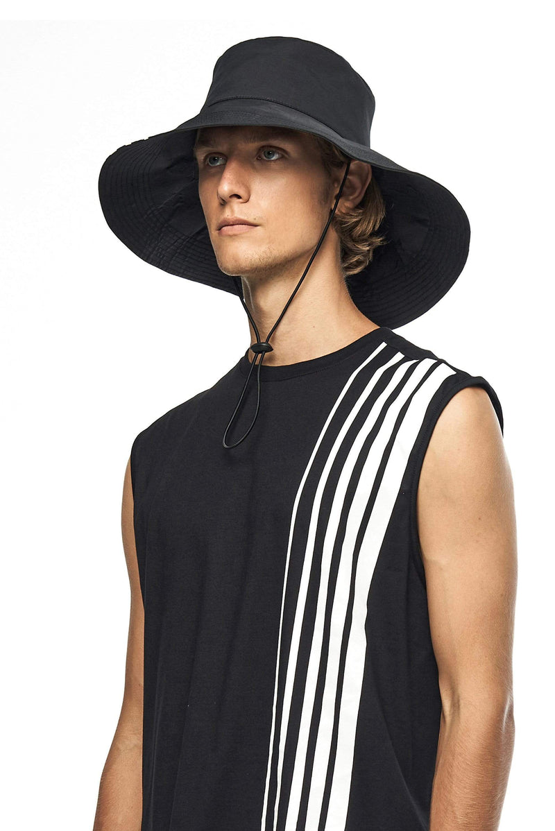 JONNY COTA accessories FISHERMAN HAT IN BLACK/WHITE STRIPES NYLON