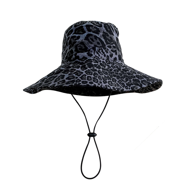 JONNY COTA accessories M (7") / GREY LEOPARD FISHERMAN HAT IN GREY LEOPARD DENIM