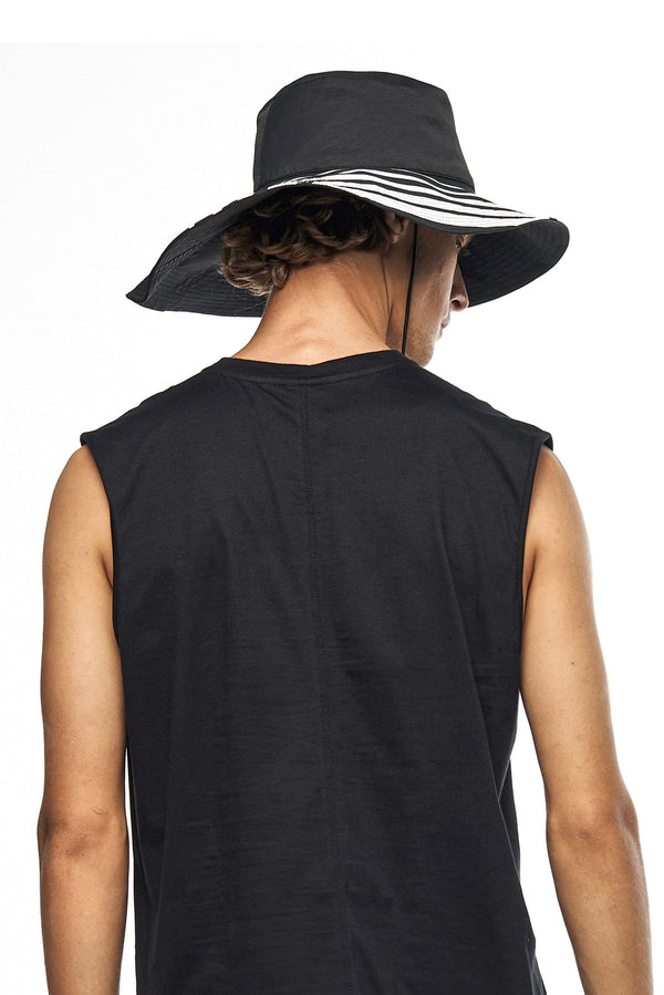 JONNY COTA accessories S (6.5") / BLACK / WHITE STRIPE NYLON FISHERMAN HAT IN BLACK/WHITE STRIPES NYLON