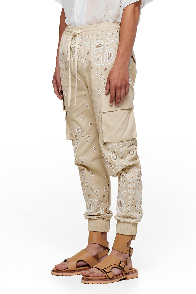 JONNY COTA BANDANA CARGO PANTS IN BONE