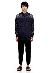 JONNY COTA BANDANA COLLAR SHIRT IN BLACK