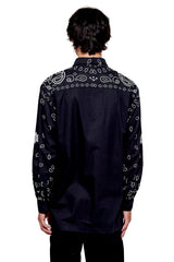 JONNY COTA BANDANA COLLAR SHIRT IN BLACK