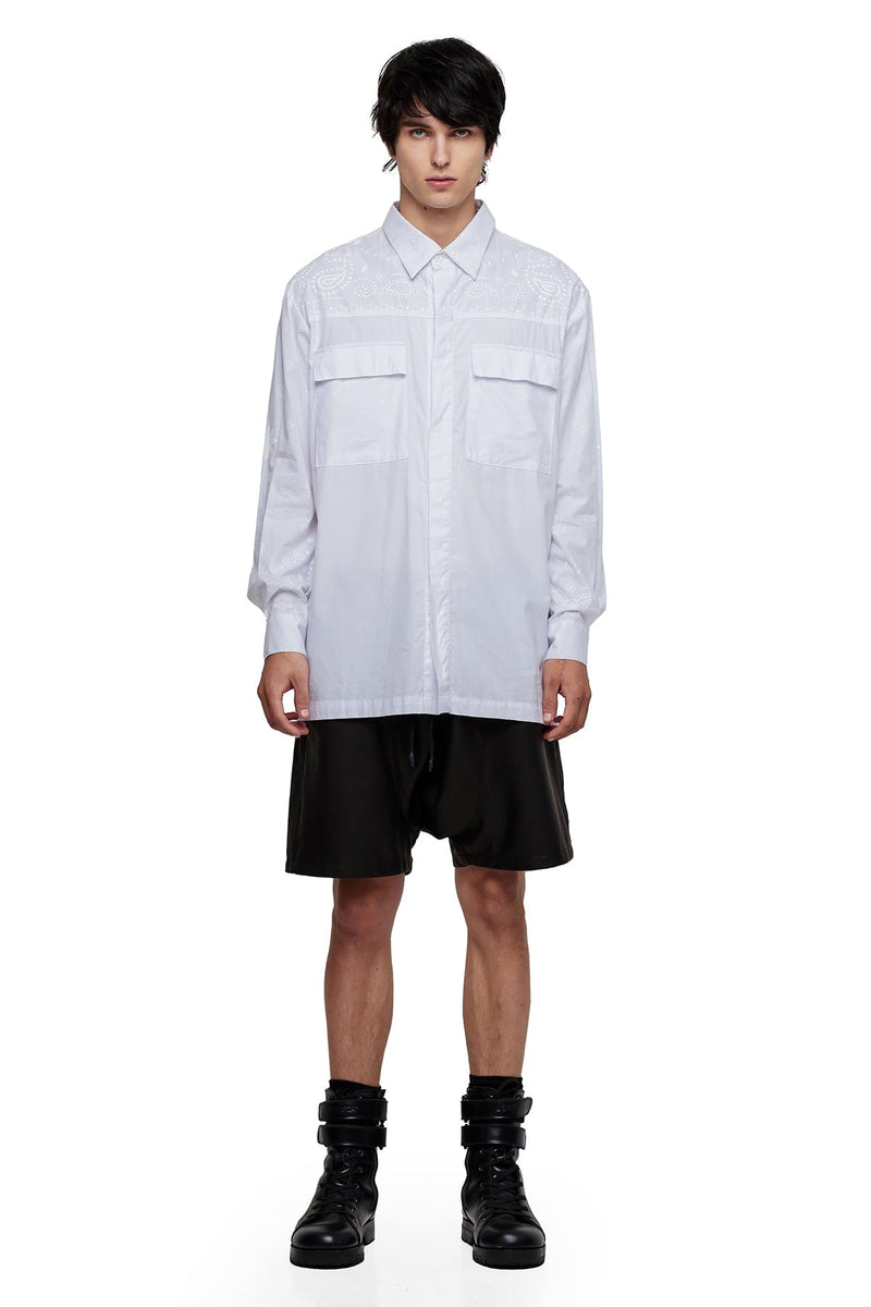 JONNY COTA BANDANA COLLAR SHIRT IN WHITE