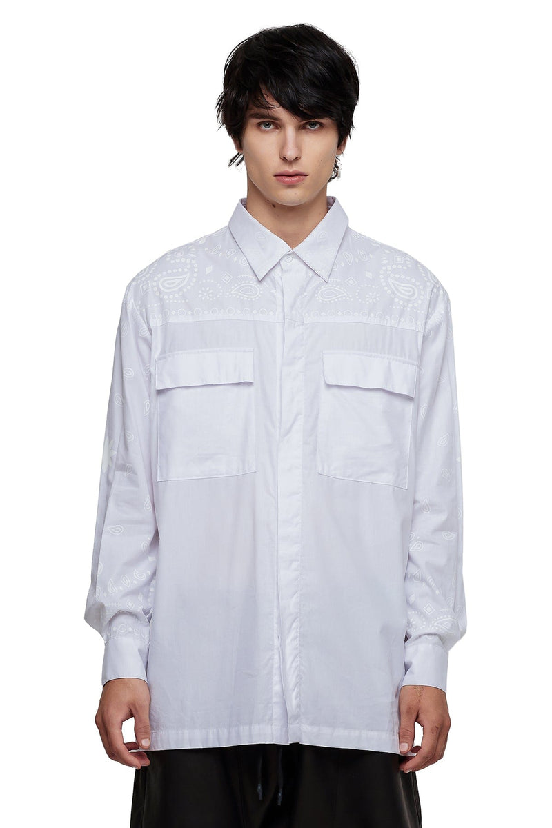 JONNY COTA BANDANA COLLAR SHIRT IN WHITE