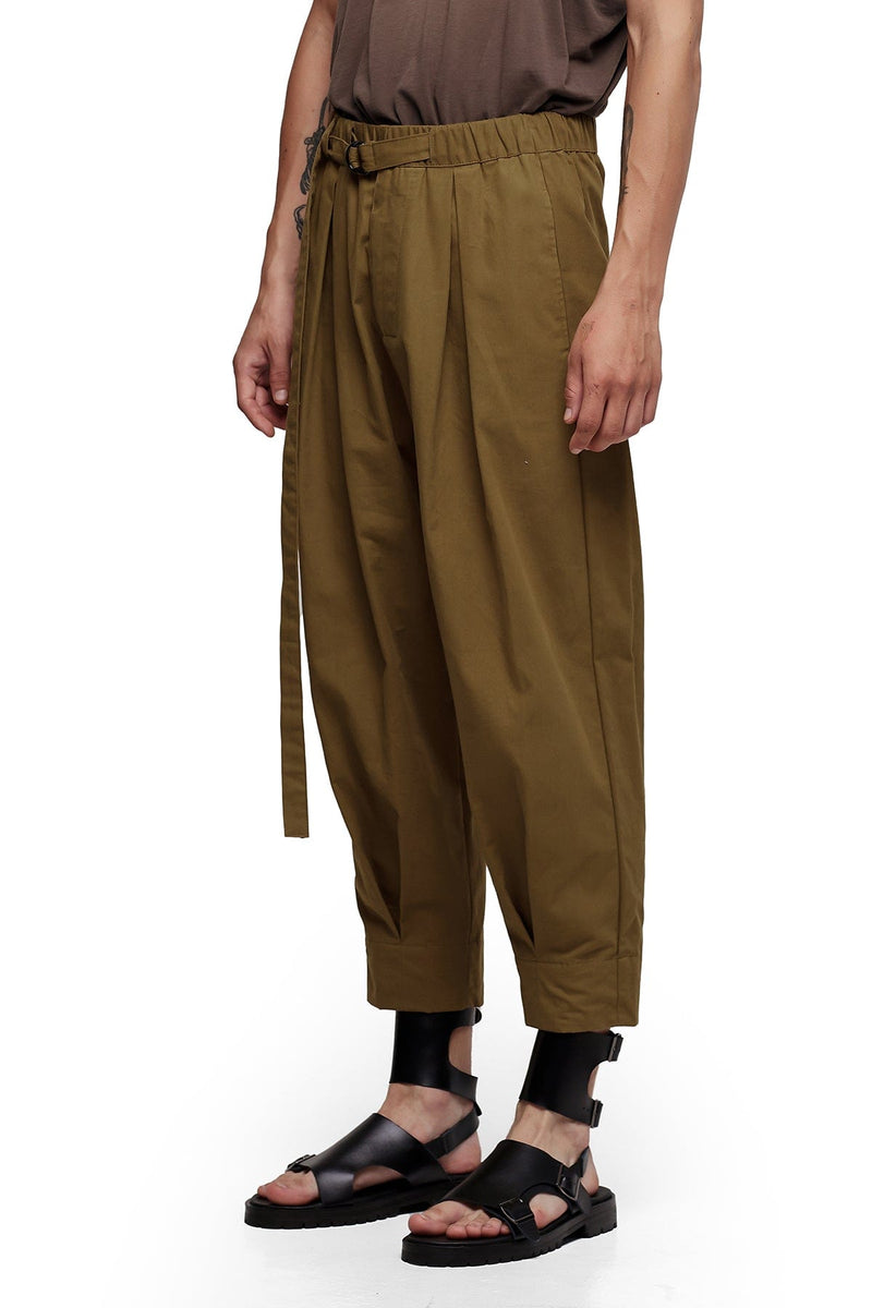 JONNY COTA BELTED TROUSERS IN OLIVE