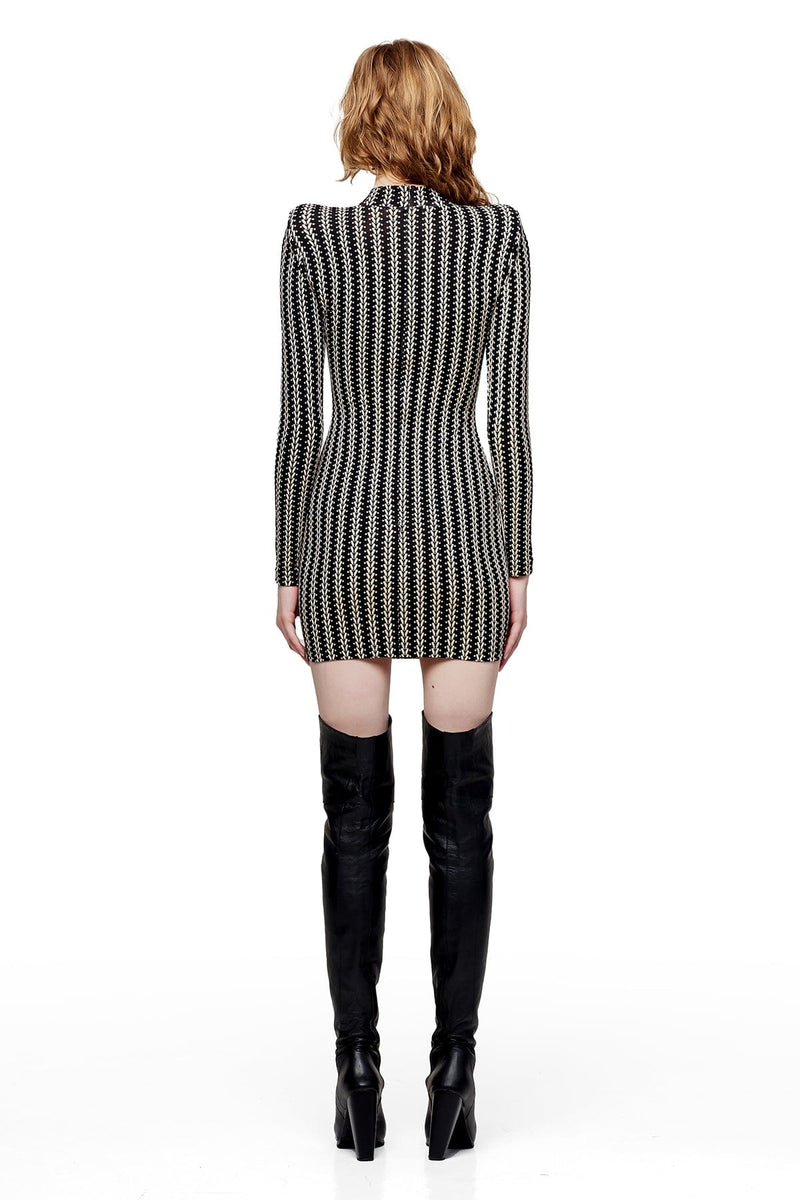 JONNY COTA CHAIN PRINT DRESS IN BLACK/BONE?