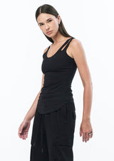 JONNY COTA Clothing ASYM SINGLET IN BLACK