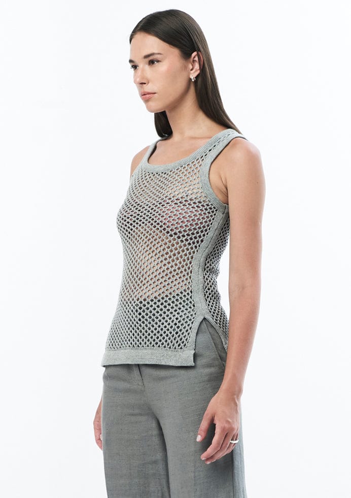 JONNY COTA Clothing KNIT MESH SINGLET IN GREY