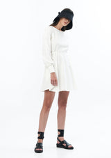 JONNY COTA Clothing PUFF SLEEVE DRESS TEMPLE PRINT IN OFF WHITE