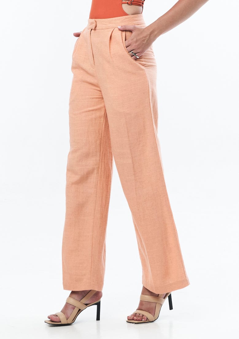 JONNY COTA Clothing TAILORED LINEN TROUSER IN CORAL