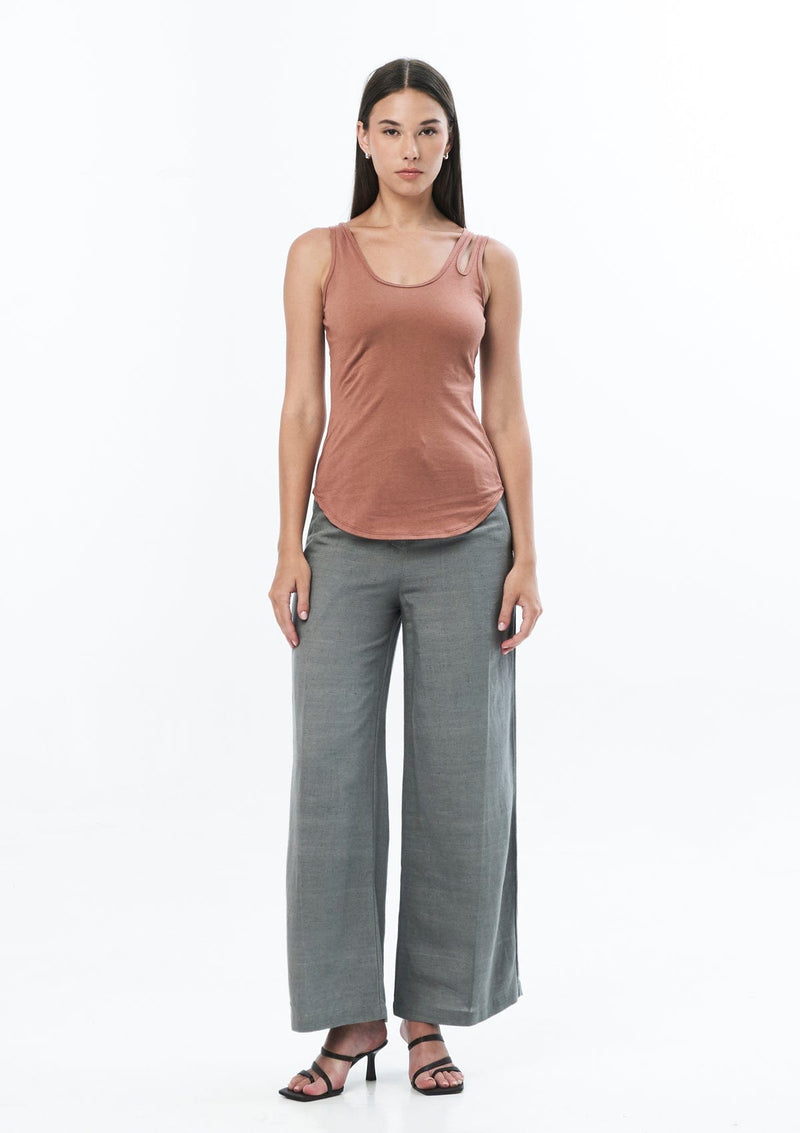 JONNY COTA Clothing TAILORED LINEN TROUSER IN GREY