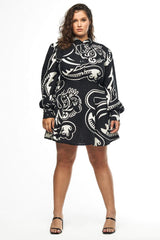 JONNY COTA DRESSES PUFF SLEEVE MINI DRESS IN PANTHER PRINT