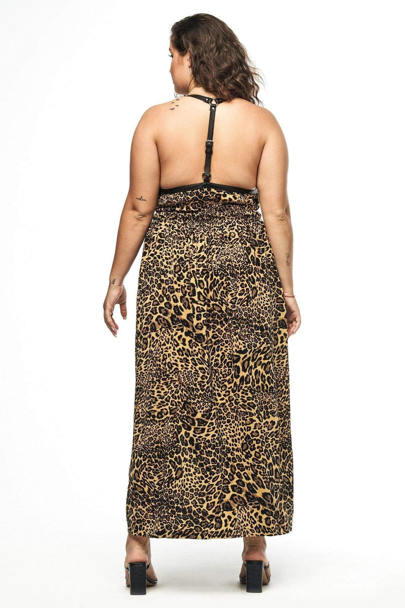 JONNY COTA HARNESS DRESS IN LEOPARD