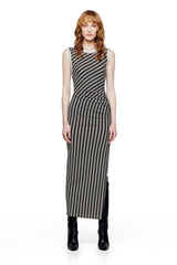 JONNY COTA JERSEY DRESS WITH CHAINS IN BLACK AND BONE