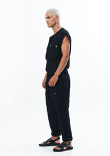 JONNY COTA Jumpsuit SLEEVELESS LINEN JUMPSUIT IN BLACK