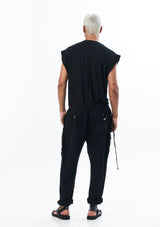 JONNY COTA Jumpsuit SLEEVELESS LINEN JUMPSUIT IN BLACK