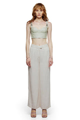JONNY COTA LEATHER CROPPED BUSTIER IN BONE