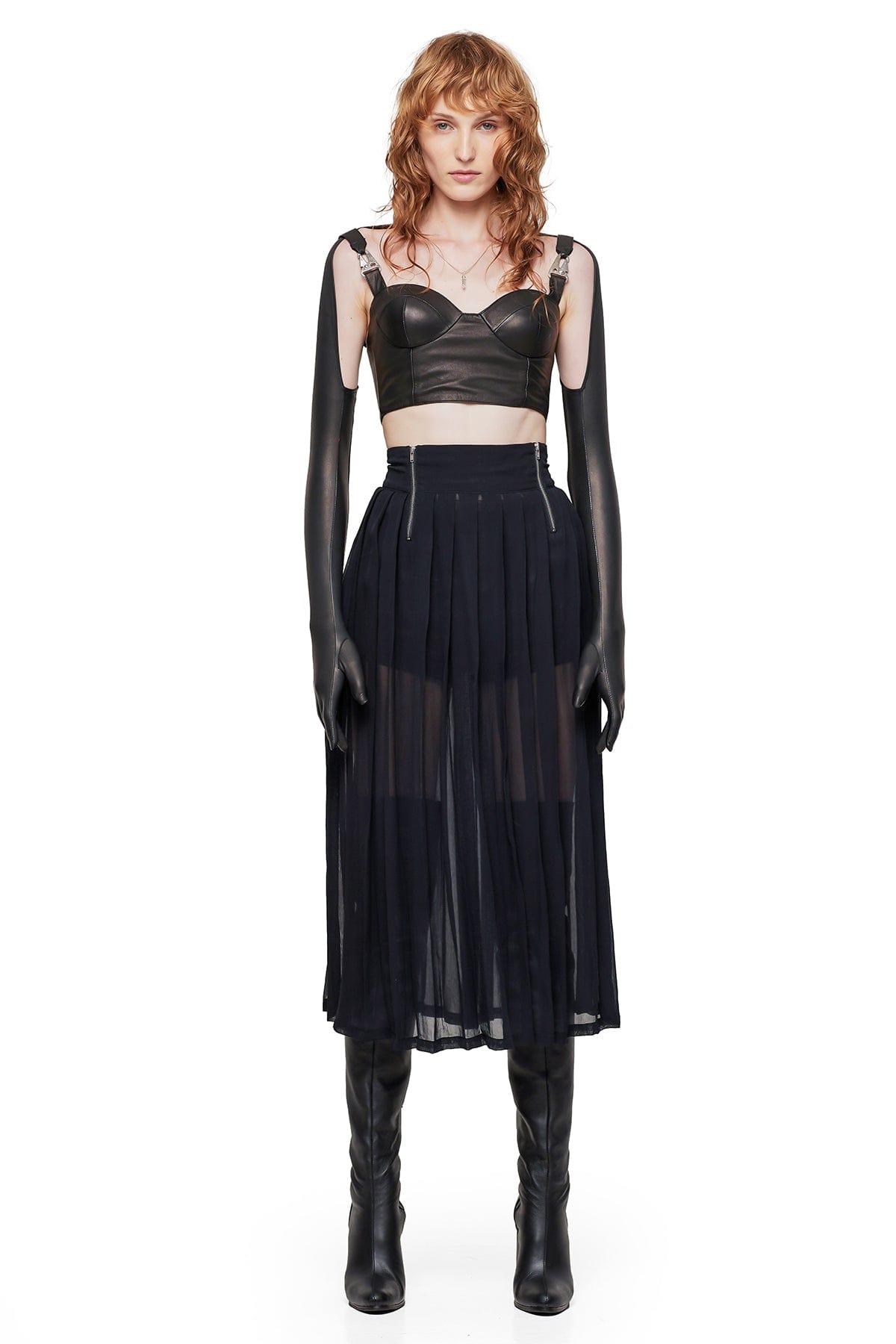 LEATHER GLOVE SLEEVES IN BLACK JONNY COTA