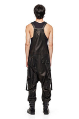 JONNY COTA LEATHER OVERALLS IN BLACK