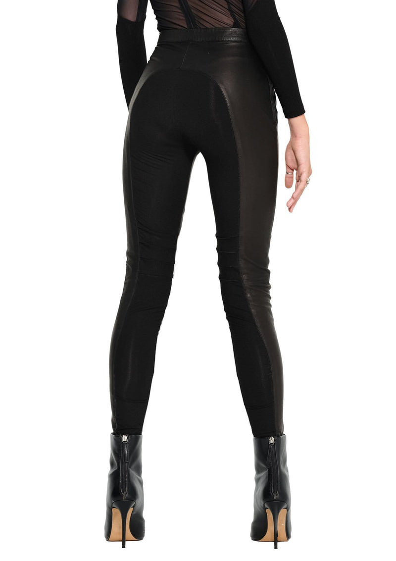 JONNY COTA LEATHER RIDING LEGGINGS IN BLACK