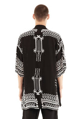 JONNY COTA MEN'S OUTERWEAR ONE SIZE / BLACK TEMPLE PRINT KIMONO IN BLACK