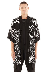 JONNY COTA MEN'S OUTERWEAR ONE SIZE / BLACK TIGER PRINT KIMONO IN BLACK