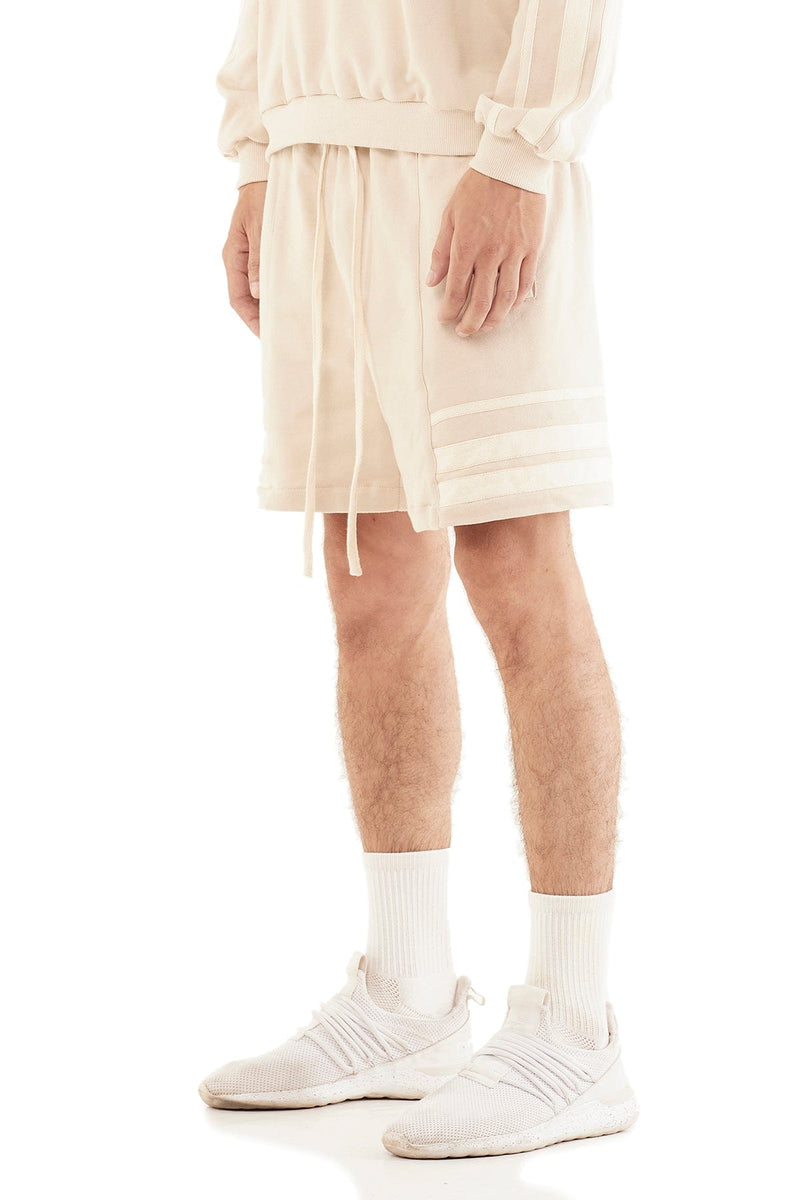 JONNY COTA mens-bottoms TERRY SHORT WITH STRIPES IN FOG