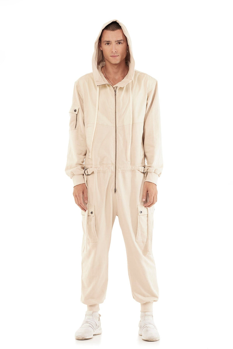 JONNY COTA mens-jumpsuit HOODED JUMPSUIT IN FOG.