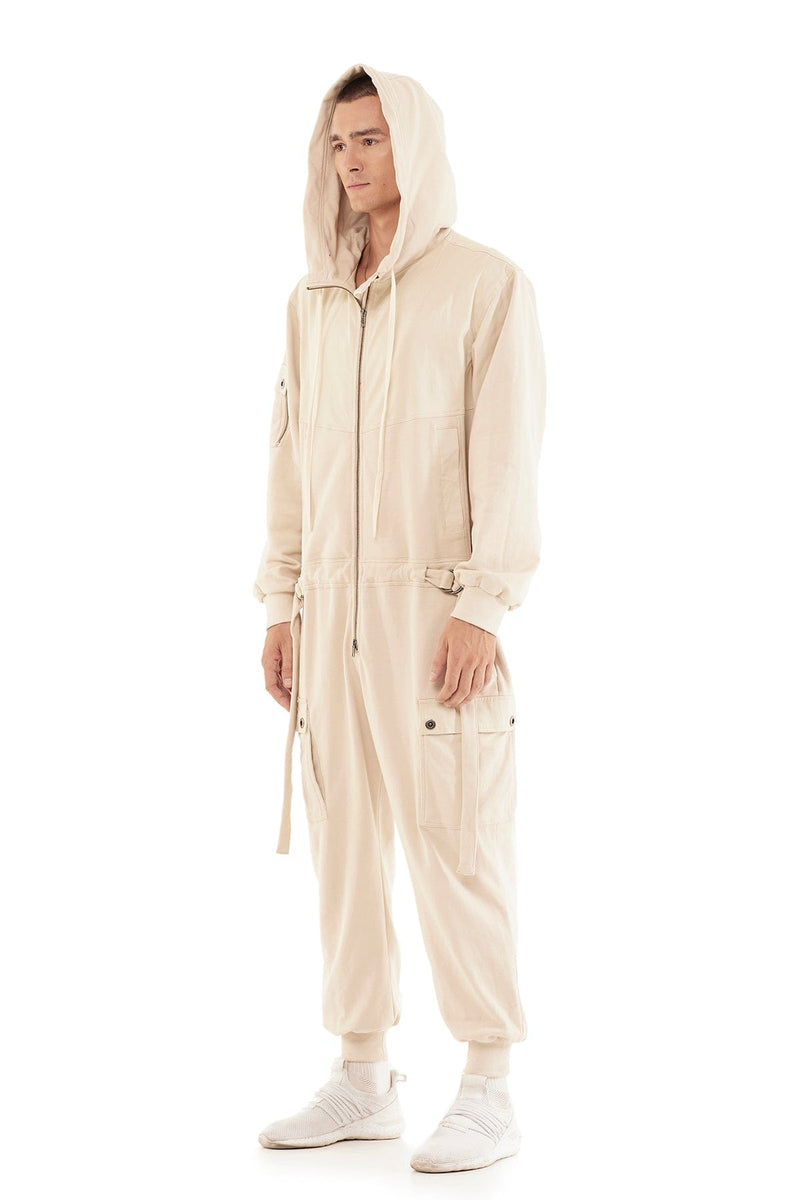 JONNY COTA mens-jumpsuit HOODED JUMPSUIT IN FOG.