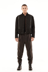 JONNY COTA mens-outerwear MARCHING BAND JACKET IN BLACK EMBROIDERY