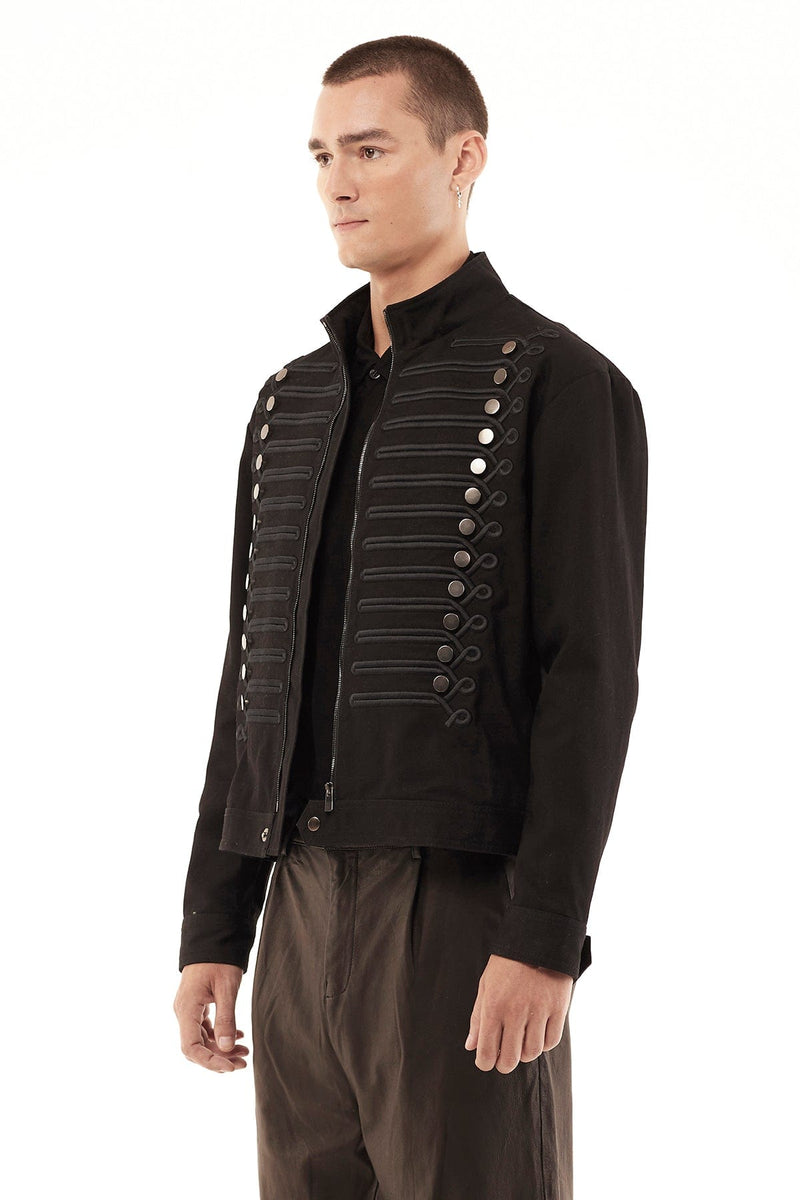 JONNY COTA mens-outerwear MARCHING BAND JACKET IN BLACK EMBROIDERY