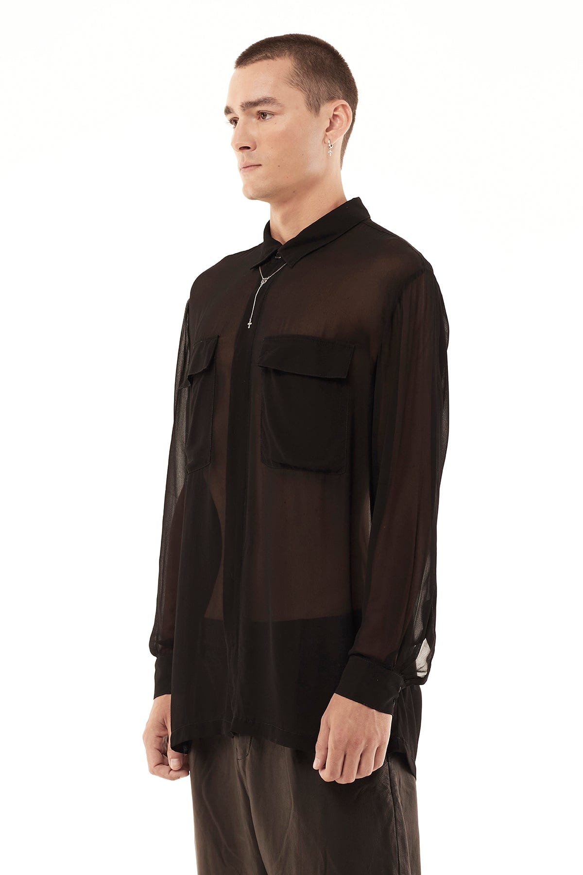 sheer black dress shirt Collar For Men in Black, / Xxl Made to pop COLOR:Brown Q326_LDS-MD Men's Suit & Tuxedo