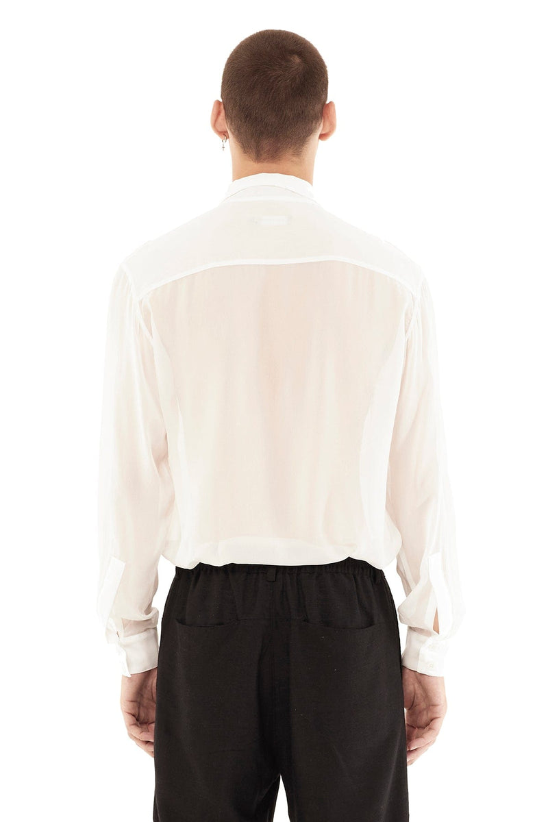 Sheer Collar Shirt For Men in Off White, Off White / L Sheer Collar Shirt For Men in Off White, Off White / L