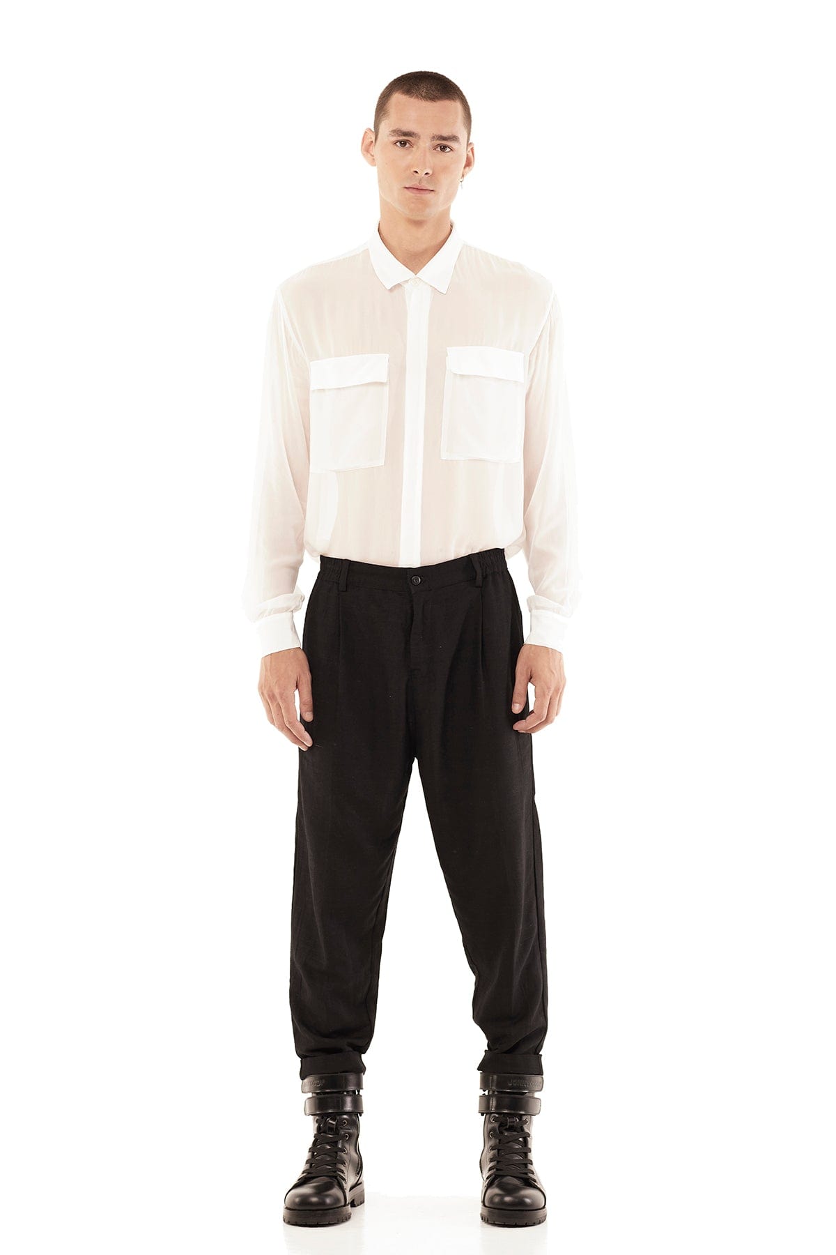 Sheer Collar Shirt For Men in Off White, Off White / L Sheer Collar Shirt For Men in Off White, Off White / L