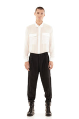 JONNY COTA mens-tops SHEER COLLAR SHIRT IN OFF WHITE