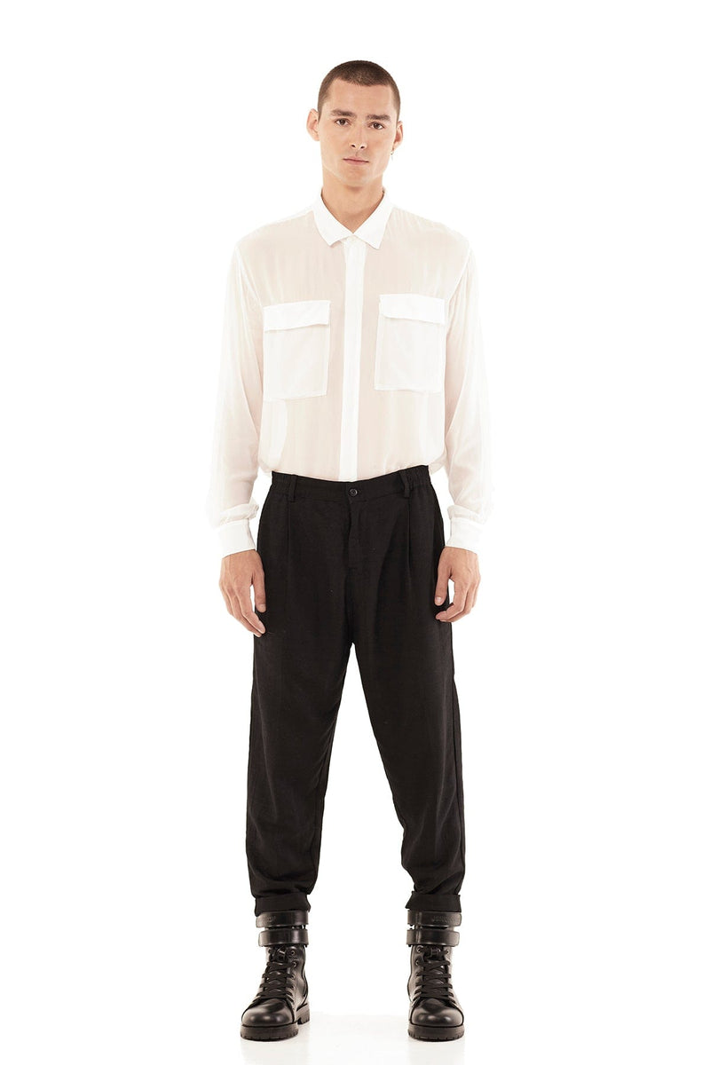 Sheer Collar Shirt For Men in Off White, Off White / L Sheer Collar Shirt For Men in Off White, Off White / L