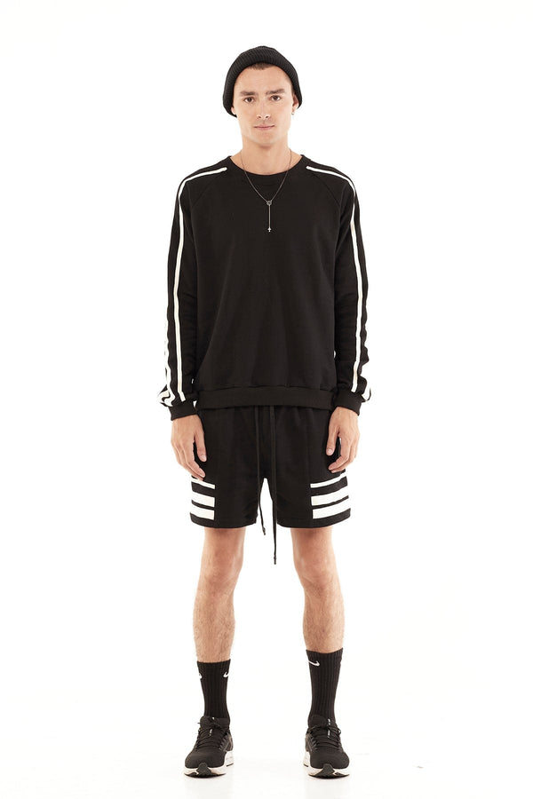 JONNY COTA mens-tops TERRY PULLOVER WITH STRIPES IN BLACK